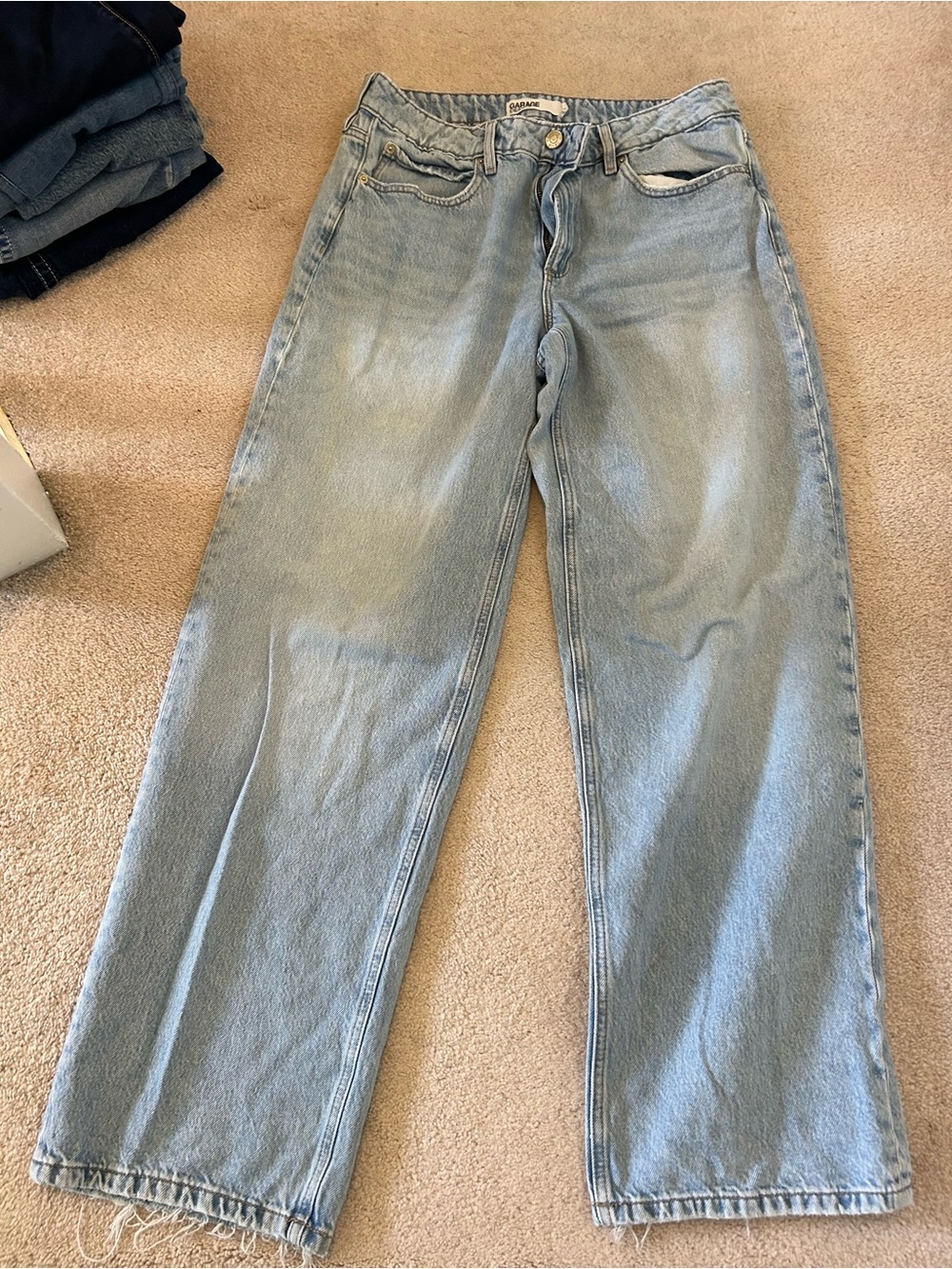 Garage Light Wash Straight Leg Jeans - Pale Blue